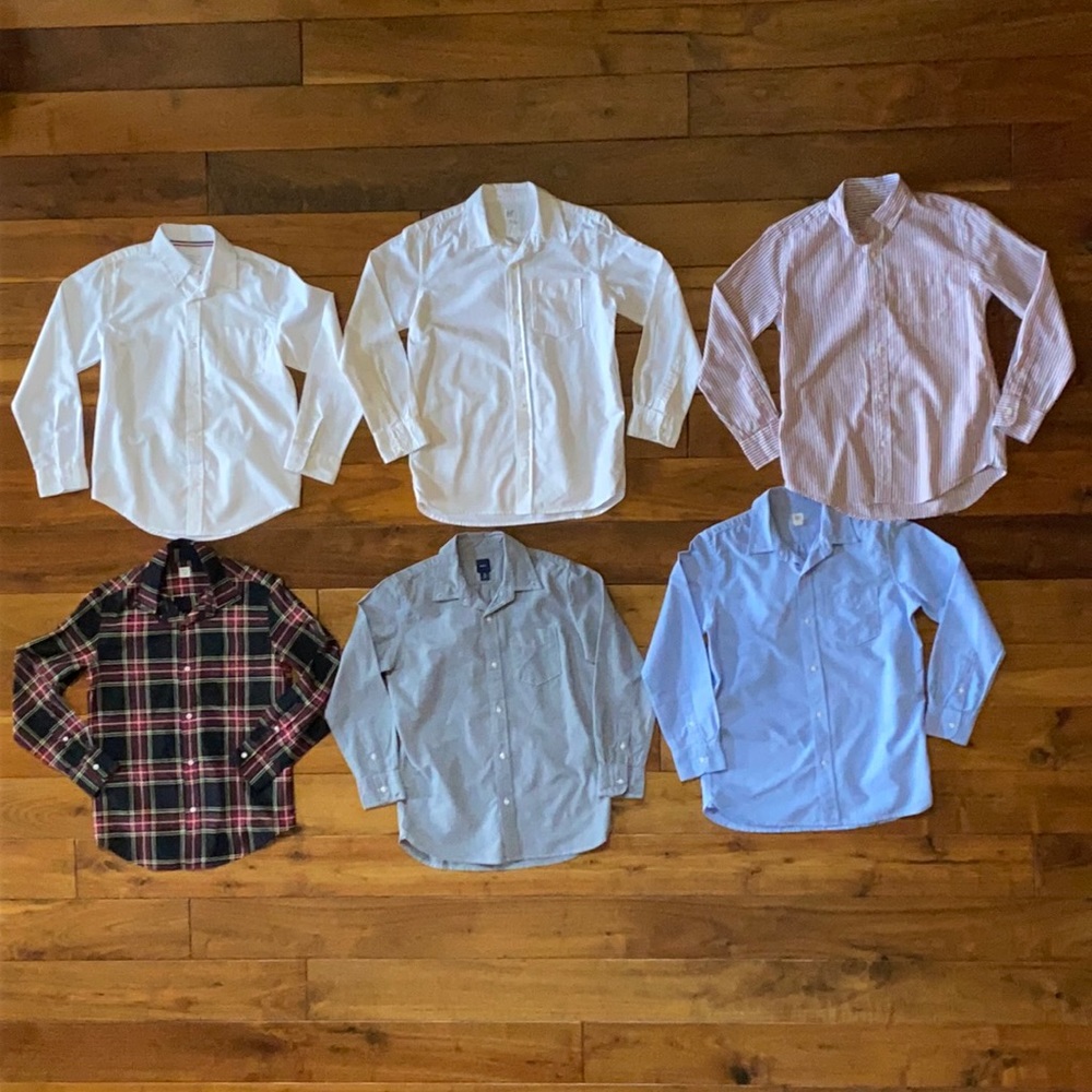 Lot of 6 Long Sleeve Button Down Shirts in Boys Size XL (12)